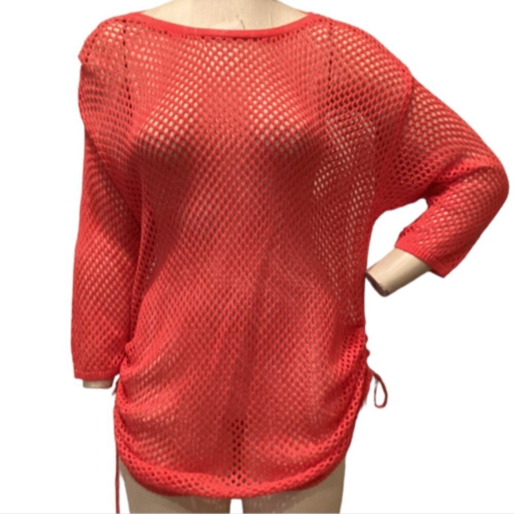 Chico's Cotton Mesh Swimsuit Cover-Up Top Sz 3 (XL/16)‎ Red #168K